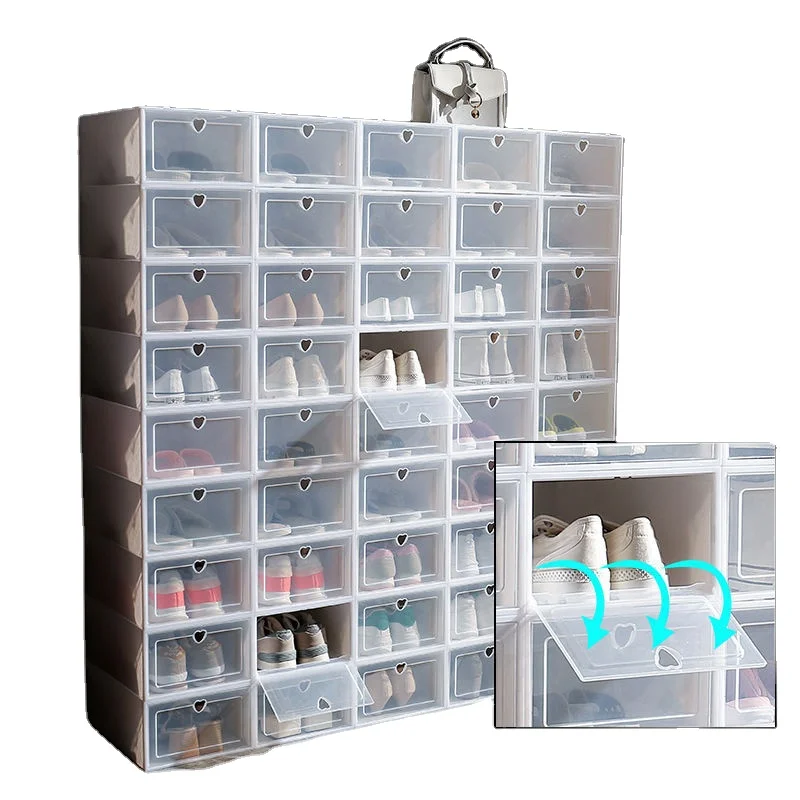 Foldable Stackable Thickened transparent shoe box Storage Containers Shoe Organizer Containers with Lids Plastic Shoe Box