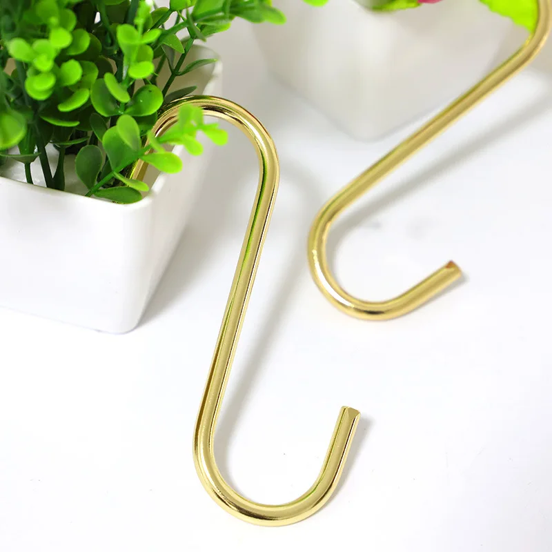 Multi-purpose s-shaped  gold color hanger kitchen cabinet coat hat garment s display metal hook