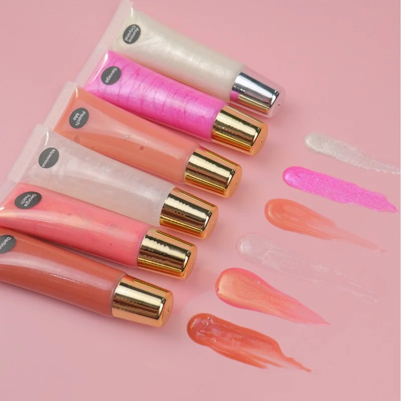 
oem private label glitter squeeze lip gloss vegan glossy clear nude lip plumping lipgloss 