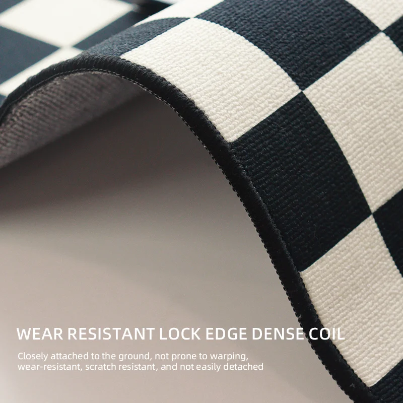 Commercial Custom Printed Black White Plaid Carpet Entrance Floor Mat Door Mat Rugs for Home Decor Hotel