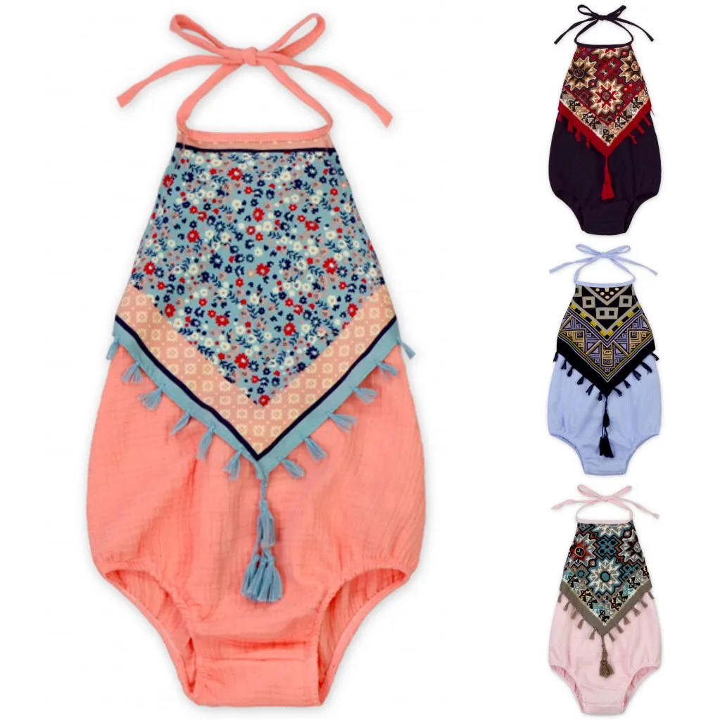Модное Ацтекское боди с помпонами испанская детская одежда бутик одежды для девочек