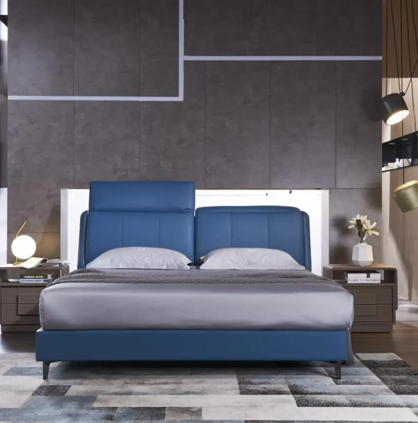 Adjustable Upholstered Bed Headboard Bedroom Furniture Set Full Size Modern Electric Backrest Bed With USB