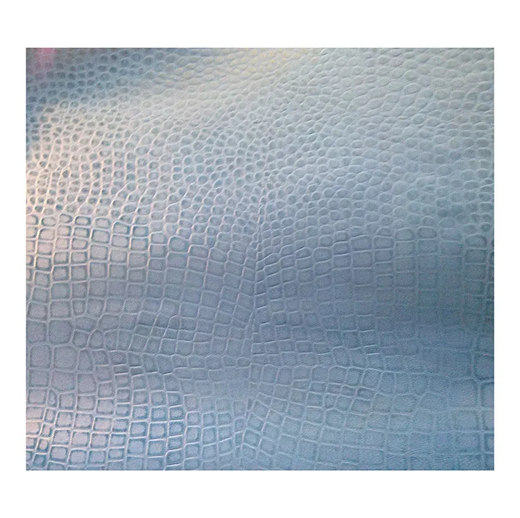 Light blue color crocodile texture sheep leather for shoes bags