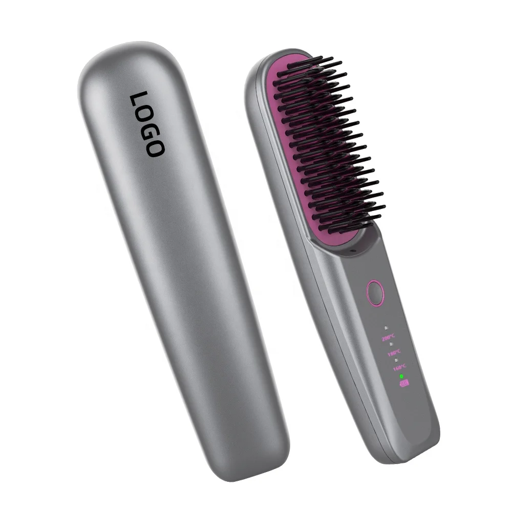 Professional Mch Rechargeable Negative Ion 6400mah Electric Cordless Wireless Straightener Comb Brush