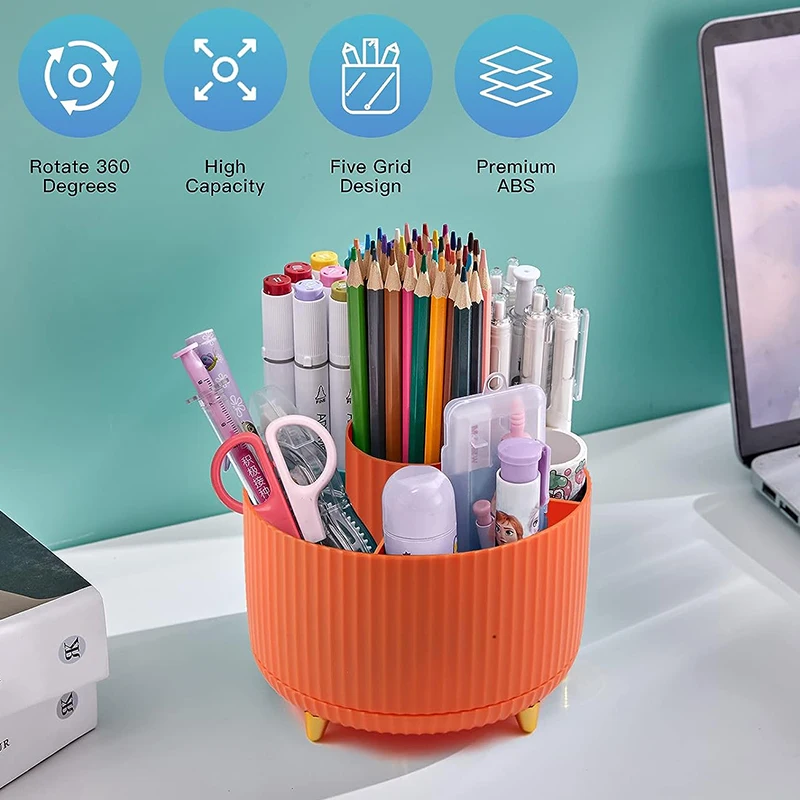 360 degree rotating beauty organizer makeup brush organizer stationery organizer for save space