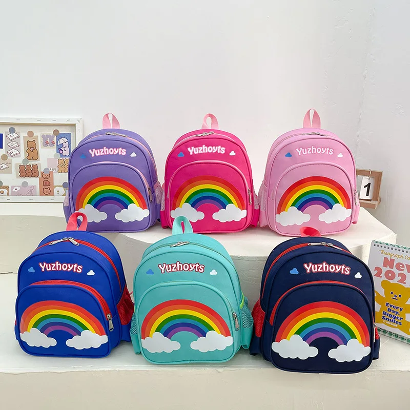 New Cartoon Colourful Rainbow Backpacks School Kindergarten Bags for Baby Girls