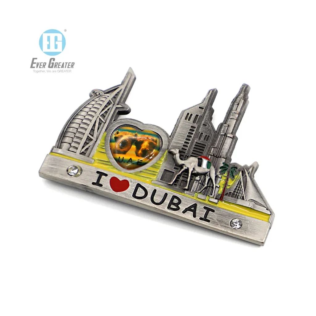 Supply Customized High Quality Dubai Metal Country  City Fridge Magnet For  Tourism Souvenirs