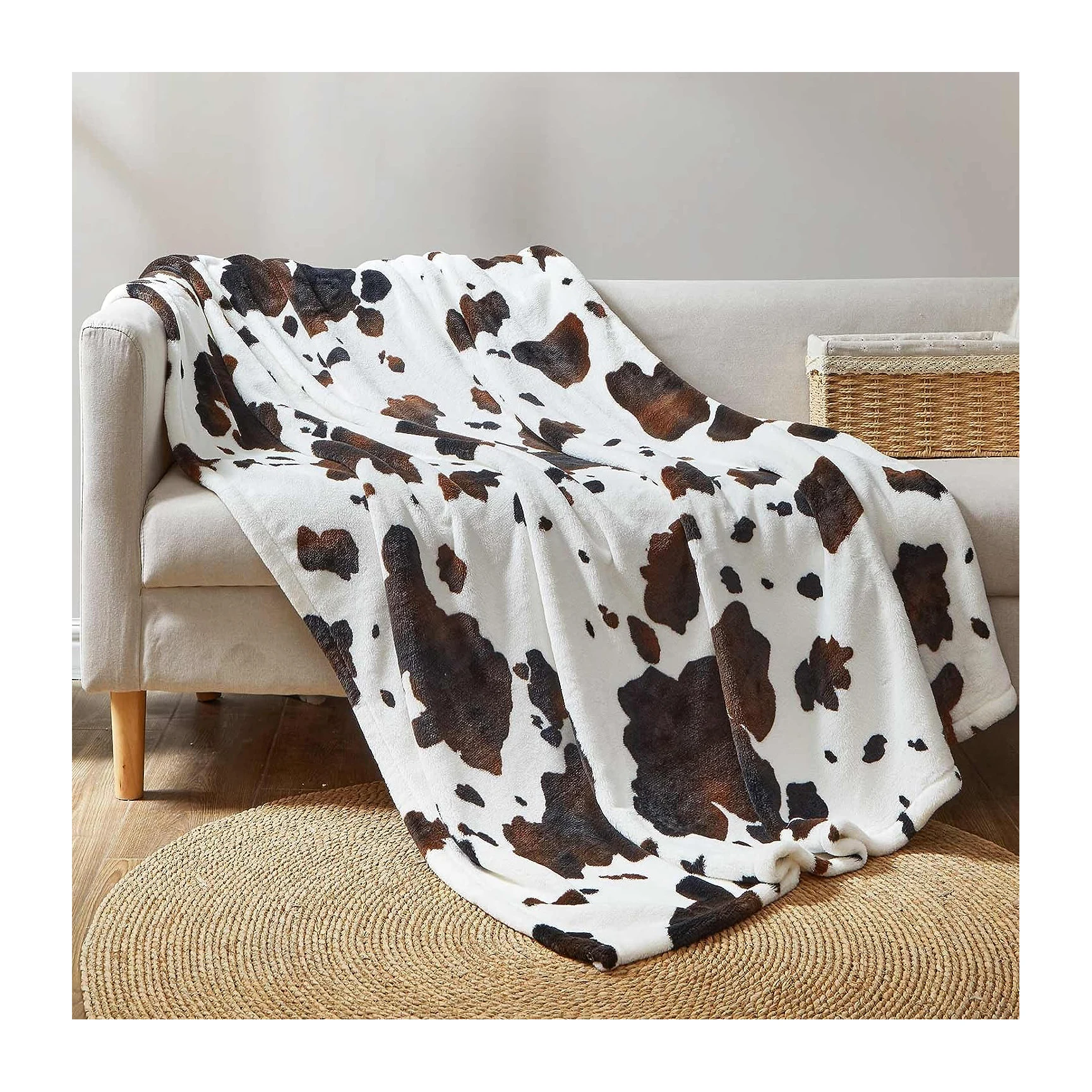 Cozy Bliss Cow Print Throw Blanket Non Shedding MilkyPlush blanket double bed 60*80inch blankets for winter