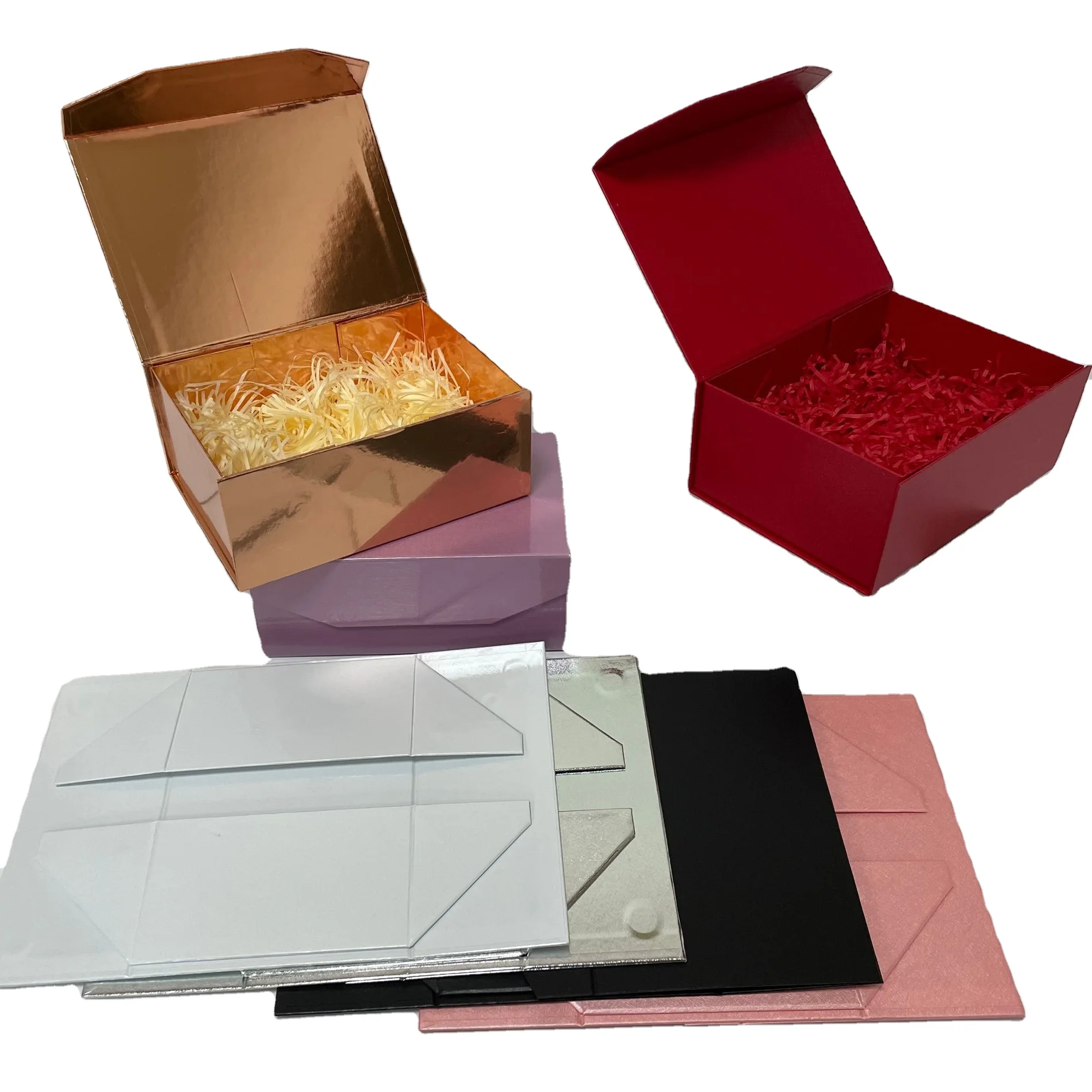 Luxury High Walled Rigid Folding Magnetic Gift Box With Lid Magnetic Cardboard Folding Paper Gift Storage Box