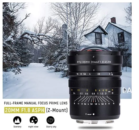 VILTROX 20mm f1.8 Full Frame Wide-Angle Fixed/Prime Manual Focus Lens for Nikon Z Mount Mirrorless Cameras Z7 Z6