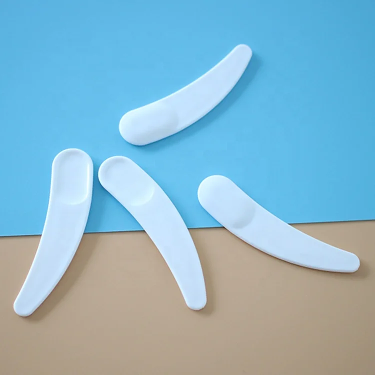 
 Косметический набор с экологически чистым пластиковым белым шпателем для лица изогнутая мини ложка для крема  