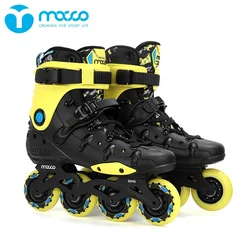 MACCO professional inline skate hard shell senior beginner Youth roller skates HR- Black yellow