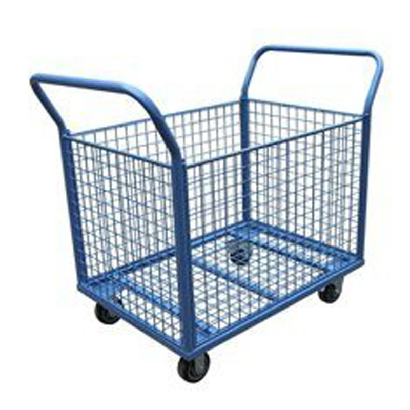 heavy duty powder coating steel structure customized transport hand carts & trolleys foldable cage
