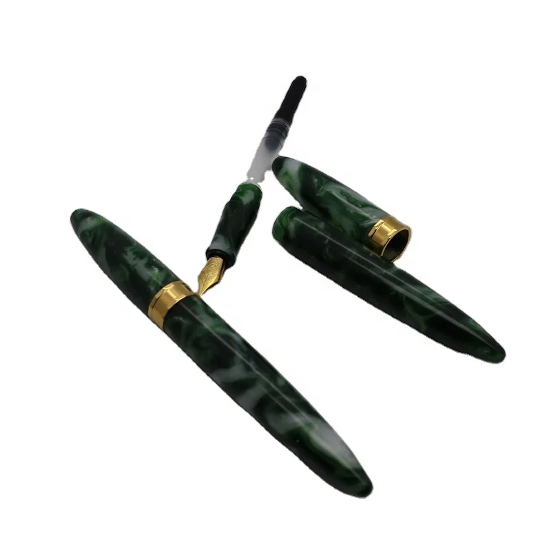 School office use Plastic Acrylic Resin material with Silver/Golden Plated Nibwith LOGO  glass nib  luxury fountain pen Pluma