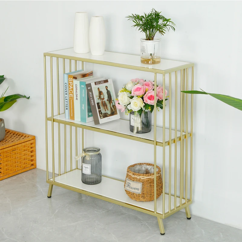 Nordic shelf ironwork porch cabinet Bedroom living room light luxury console table  porch table marble INS