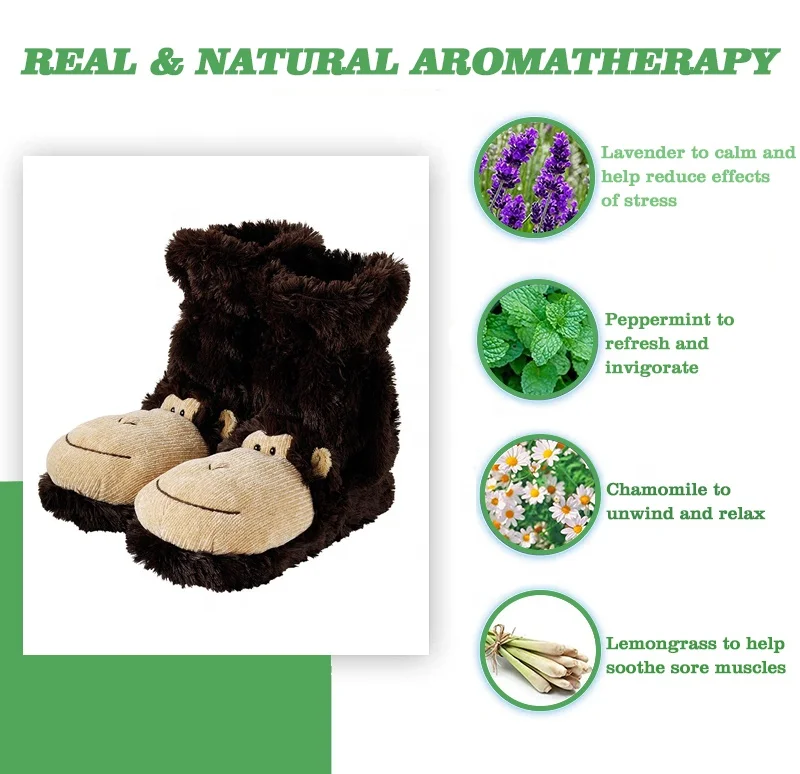 rehabilitation therapy high quality microwavable wheat bag heated foot warmer slippers