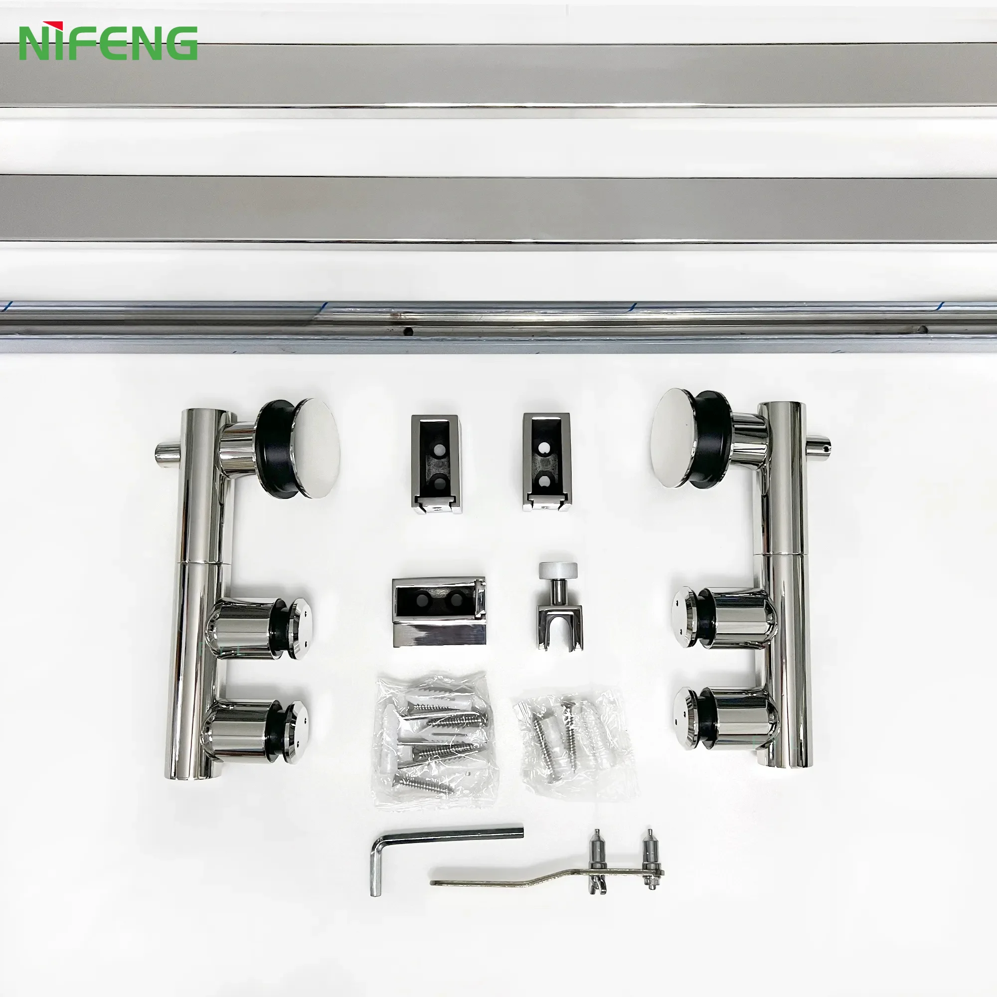 New style shower frameless sliding door systems corner sliding system folding glass door hardware accessories for Bathroom