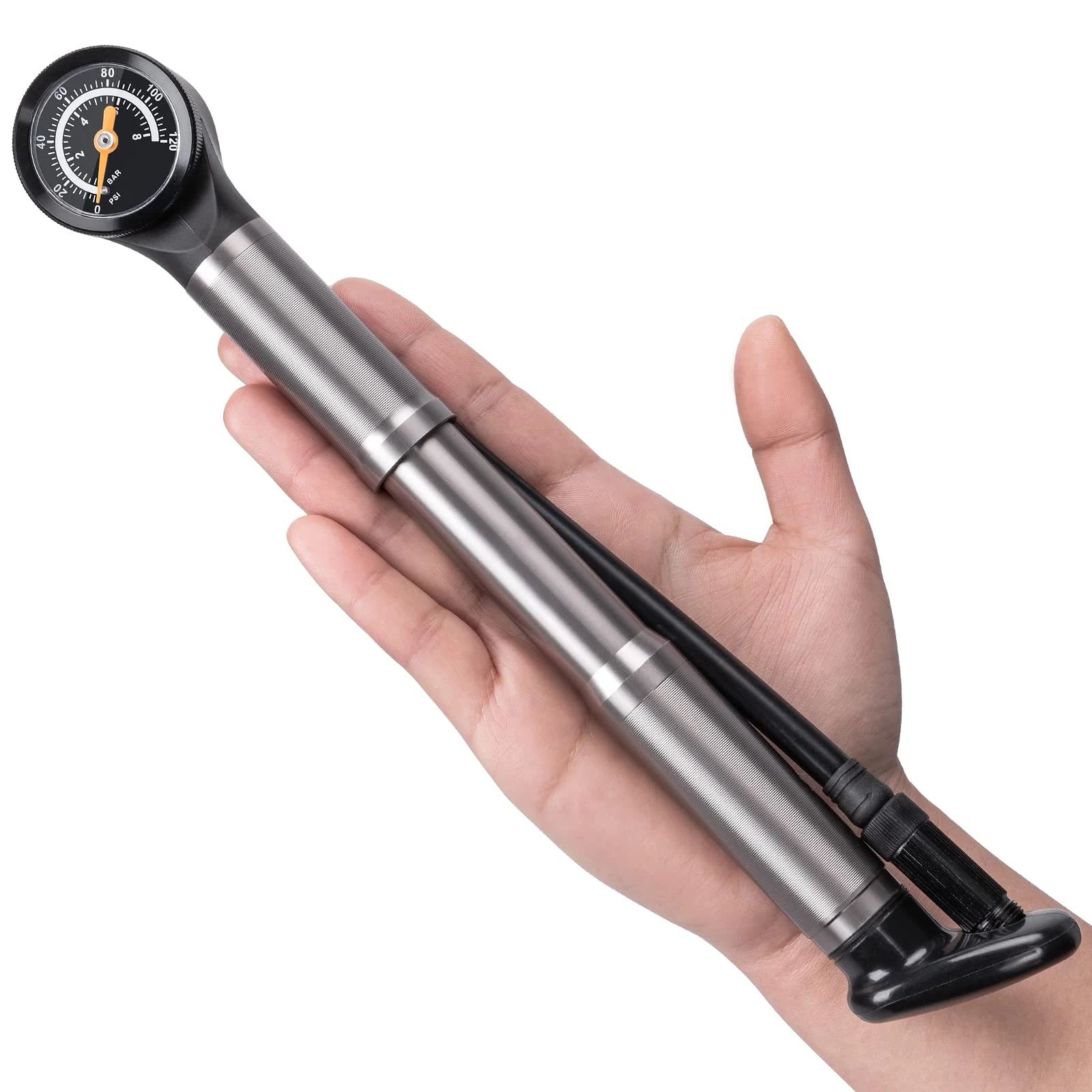 Portable Aluminium Bike Pump Compatible with Presta and Schrader Bicycle Air Hand Pump for Tire Inflation