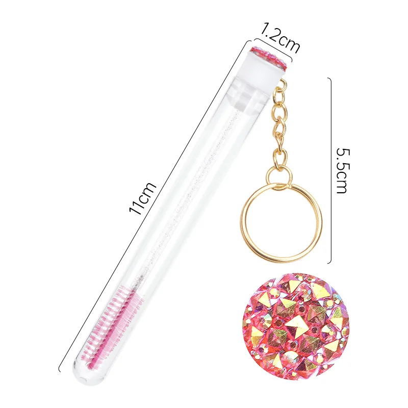 Disposable Glitter Eyelash Brush With Tube Eyebrow Mascara Wand Applicator For Eyelash Extension Makeup keychain brush
