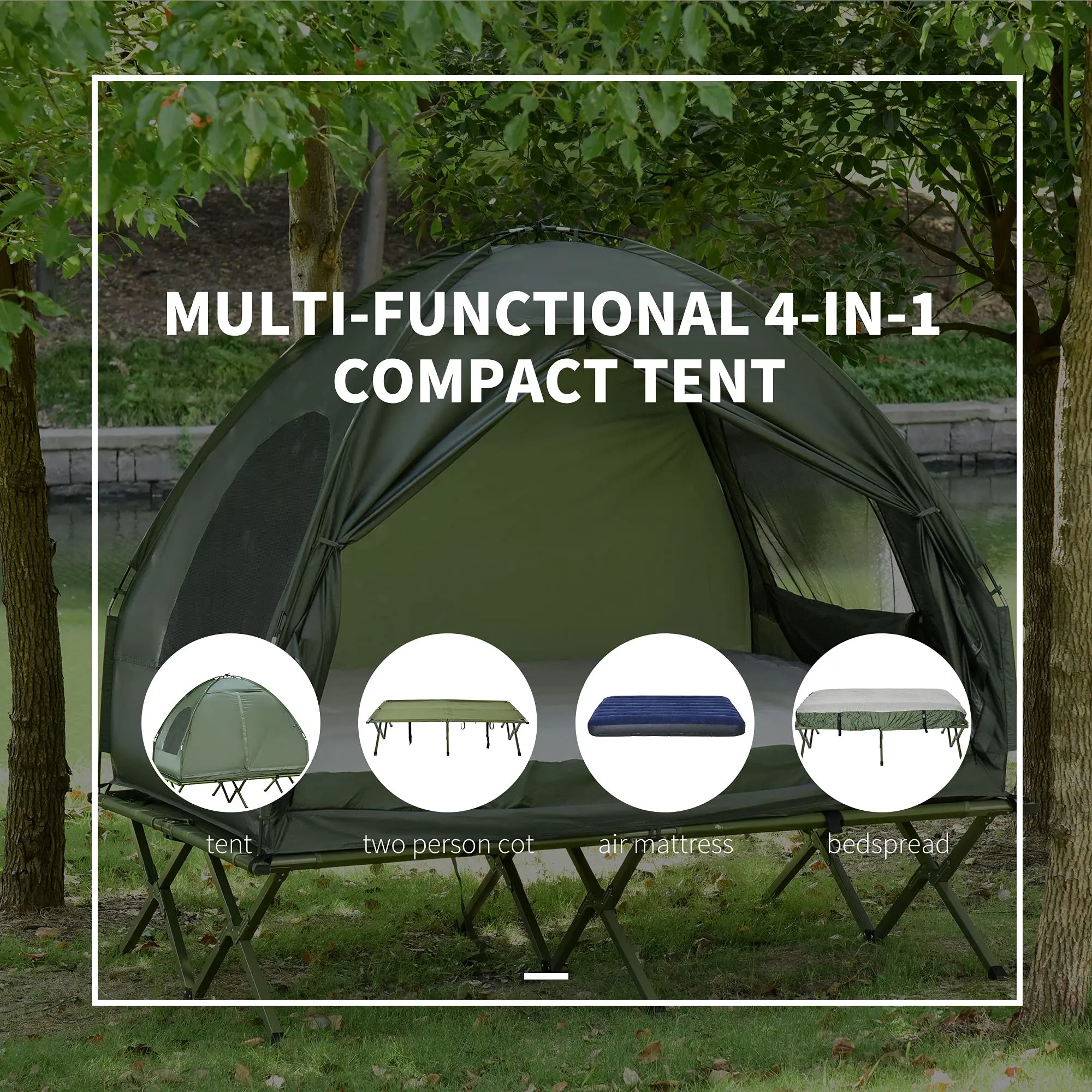 2 Person Portable Camping Bed Foldable Outdoor Elevated Camping Bed Tent Cot Tent camping tent with bed