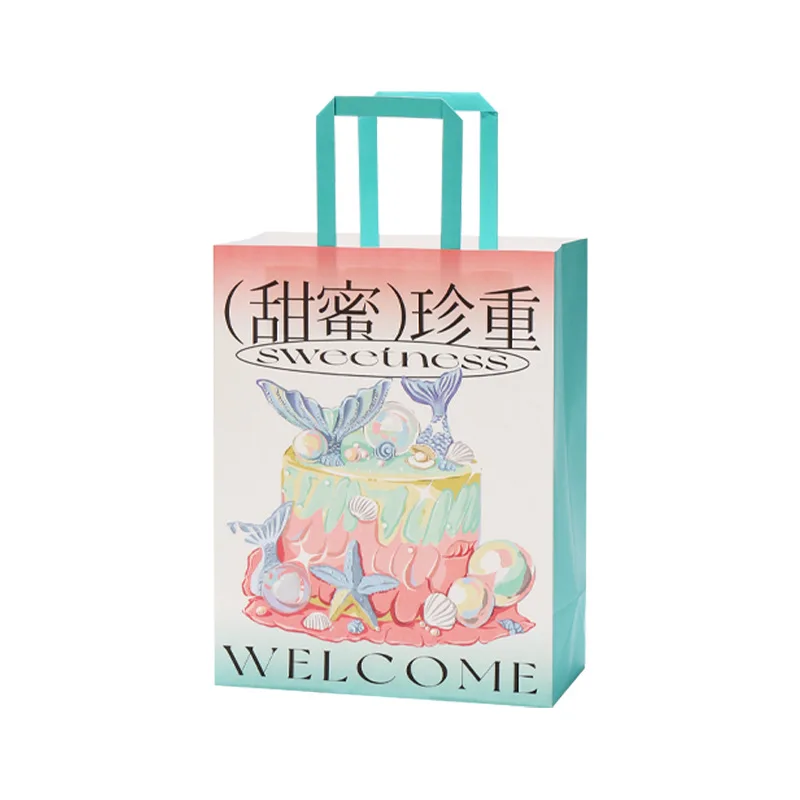 Kraft paper to go take out bag coffee bubble milk tea food cafe restaurant bakery takeaway packaging bag clothing custom logo