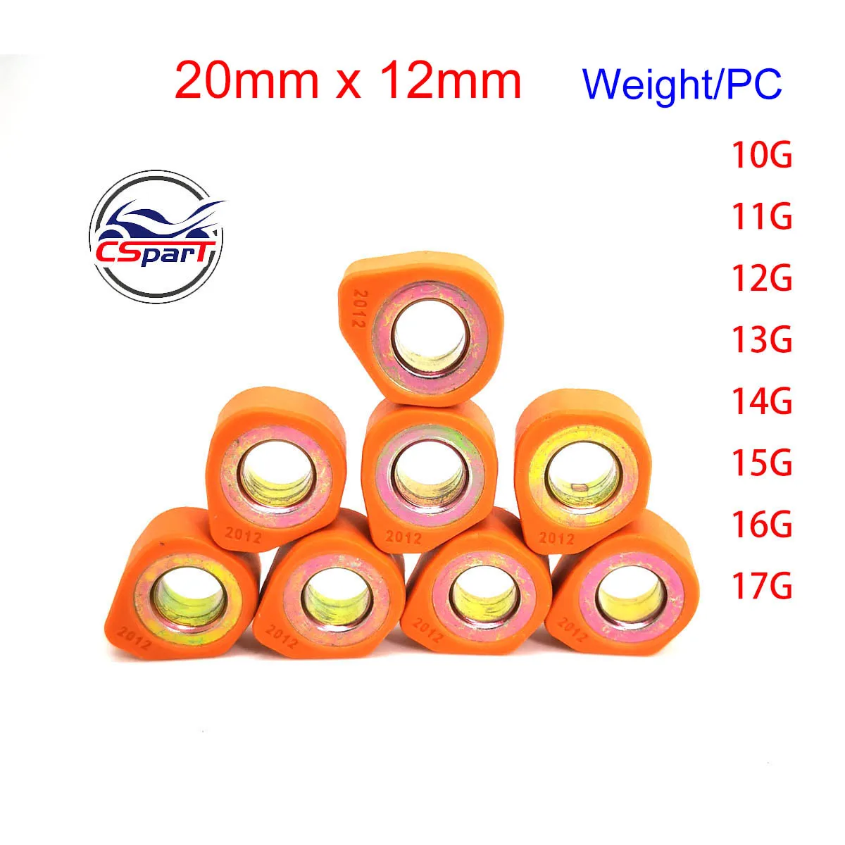 Polygon 20x12 Variator Roller For 250 260 300 400 VOG YP Majesty APRILIA MBK MALAGUTI Linhai Scooter Parts ATV Go Kart Buggy