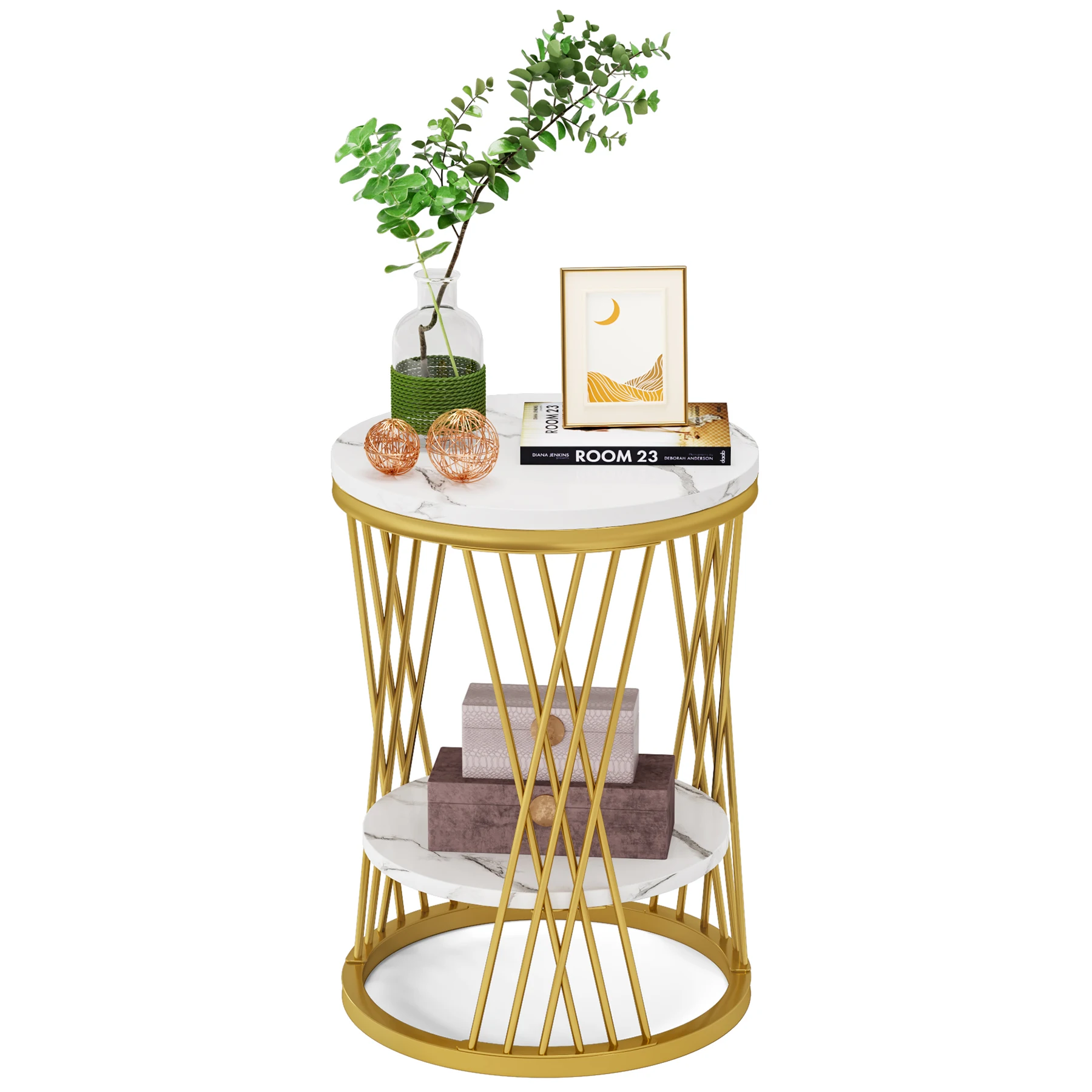 Tribesigns Marble Coffee Table  Sofa Side Table Table with Metal Legs for  Living Room