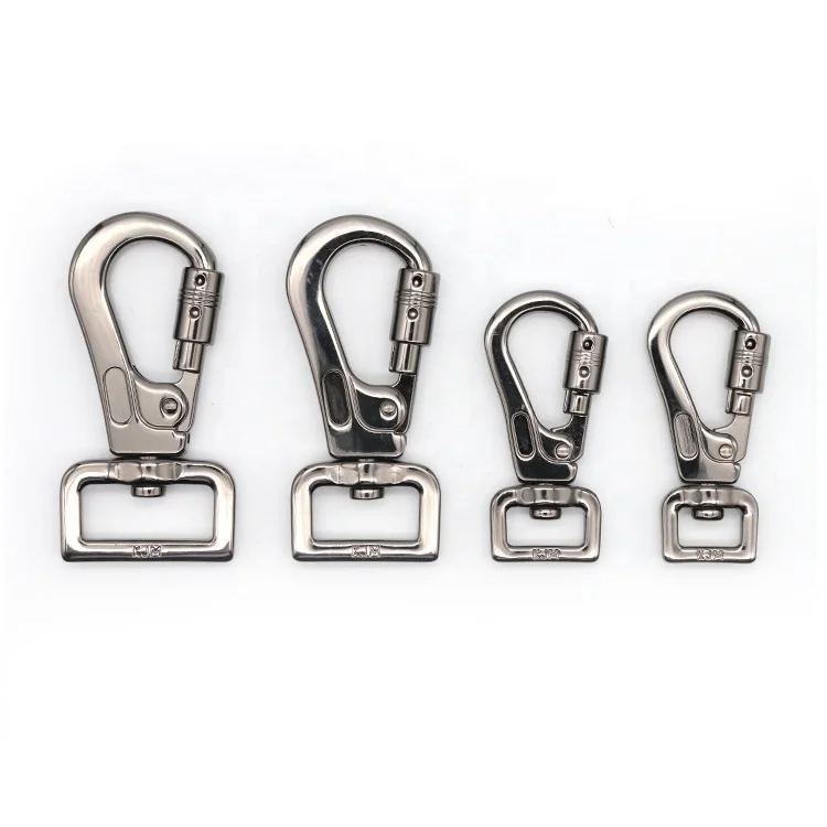 D Shape Metal Black Swivel Snap Hook Climbing Dog Leash Locking Aluminum Clip Swivel Carabiner