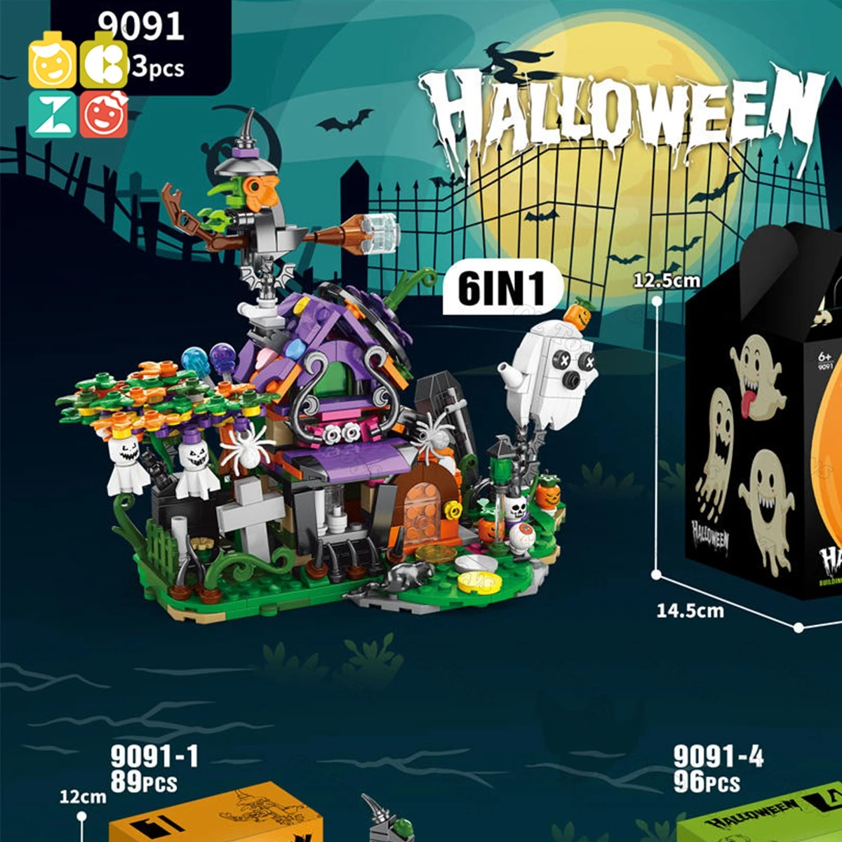 CZ Factory price Halloween Building Toy Small Set DIY Assemble Toy Holiday Gift Halloween ABS Plastic Building Block Sets