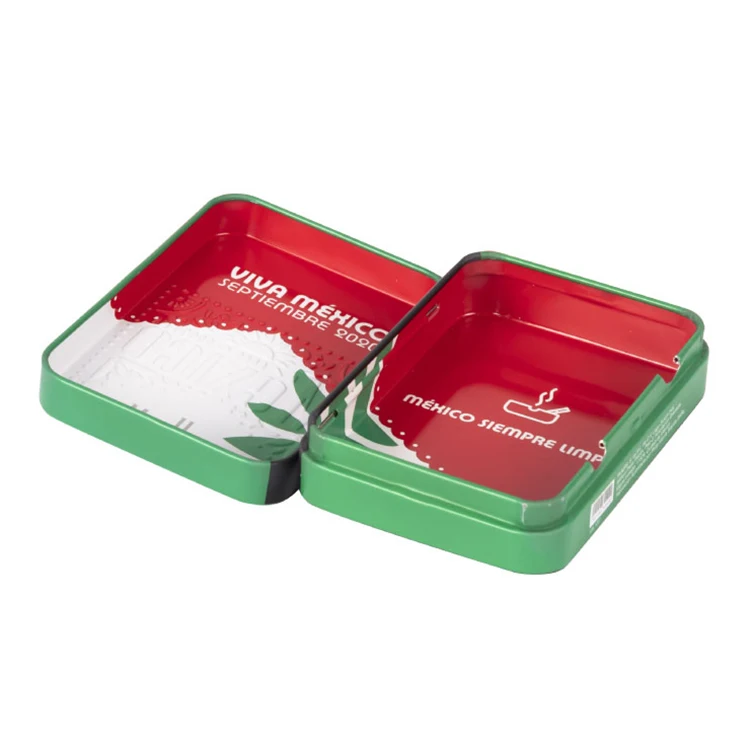 Factory Direct Convenient Smoking Accessories Custom Green Color Hinged Metal Cigarette Case