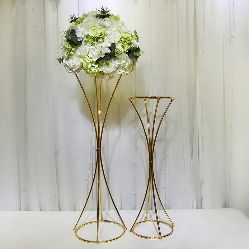 Wedding Plating Tall Gold Metal Iron Centerpiece Flower Stand for Wedding Decoration Table Centerpiece
