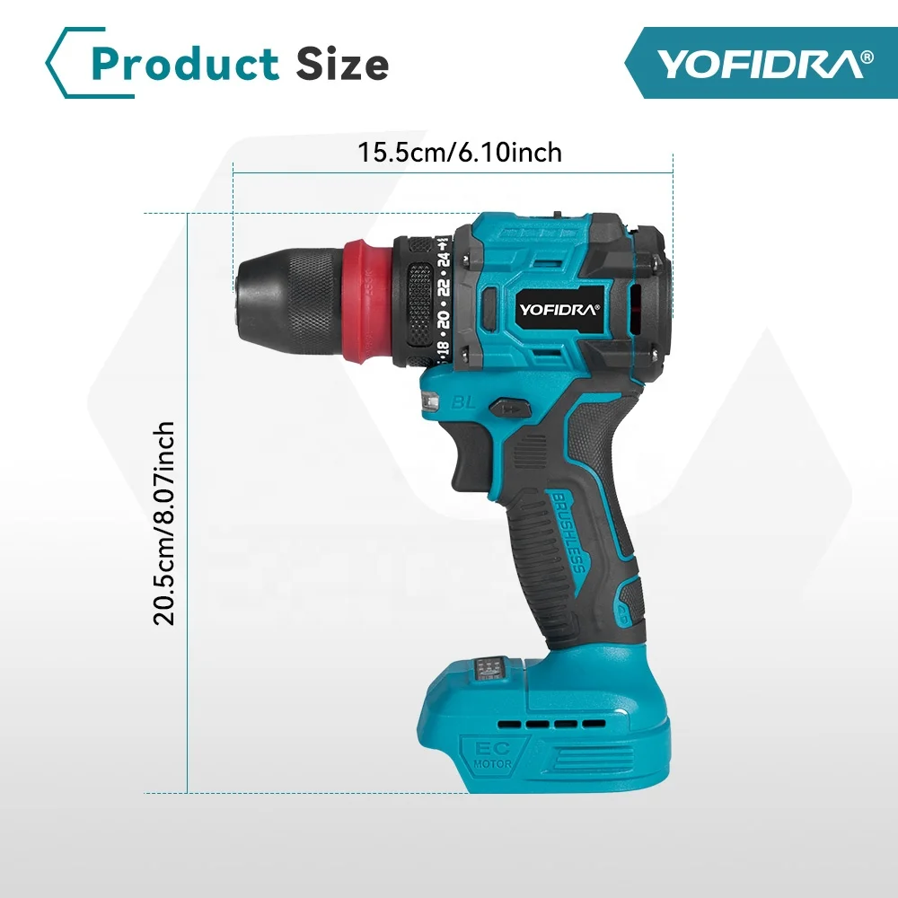 10MM Metal Makita Electric Drill with Light 7500mAh 18V Power Drill With Lithium Battery Quick Rechargeable Impact Drill