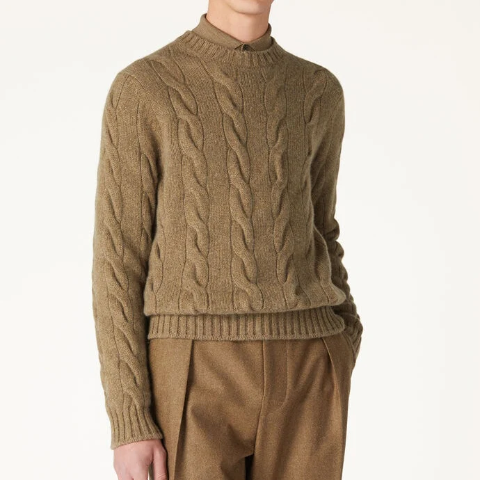 fashion solid o neck vintage cashmere custom cable knit man sweater