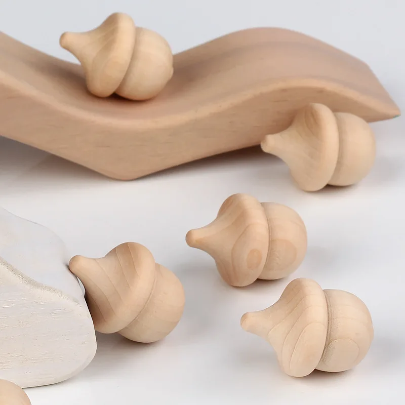 Custom Logo Shape Spinning Top Beech Wooden Toys Wooden Spinner Top Kids Toys