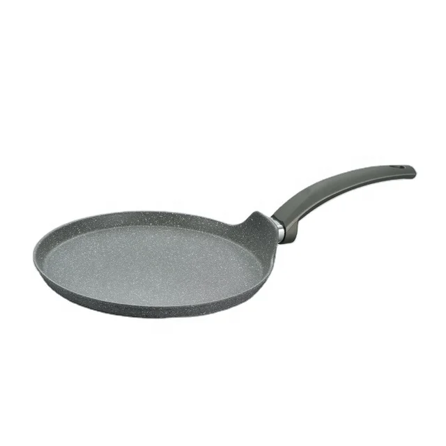 UTENSILS CREPE PAN ALUMINIUM ALLOY KITCHENWARE WITH GREY MARBLE COATING BAKELITE HANDLE WITH SOFT TOUCH OEM CUSTOMIZATION
