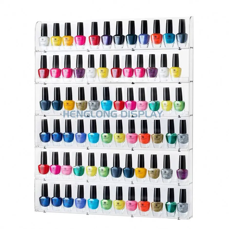 Wall Mount Waterproof Plastic Essential Oil Stand Shellac Set Transparent Acrylic Nail Polish Racks Display