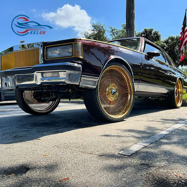 Custom28 Inch Car Spoke Wheel Retro Titanium Gold Wire Wheels Car Rims  Car Aluminum Forged Spoke Wire Wheels