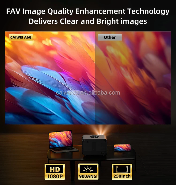 CAIWEI A6 Заводская 900 ANSI Google TV 1080p 4K Hd ЖК-дисплей светодиодный портативный проектор для домашнего кинотеатра
