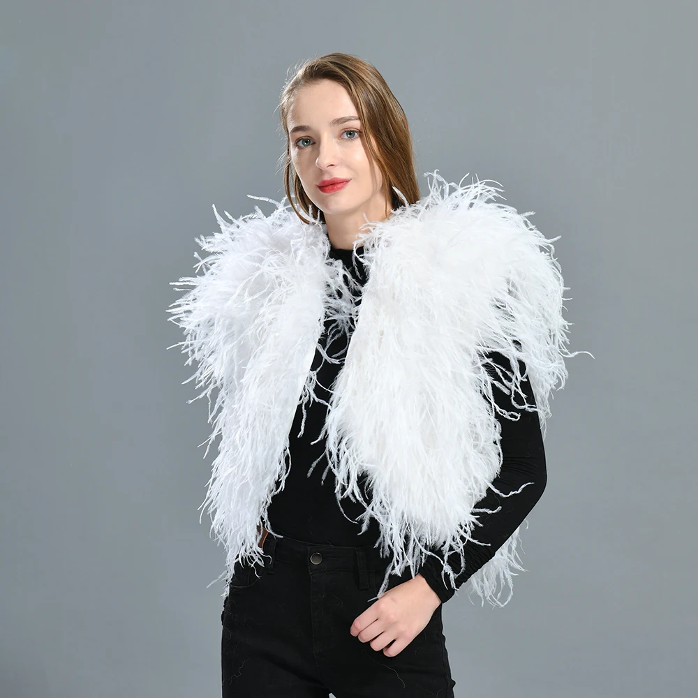 New Fashion Tredy Sexy Winter Women Custom Color High Quality Feather Top Ladies Real Fluffy Ostrich Feather Vest