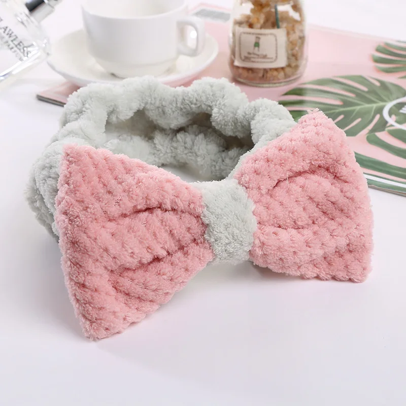 Wholesale Soft Big Bow Color Matching Wash Face Makeup Spa Headband Elastic Hair Band