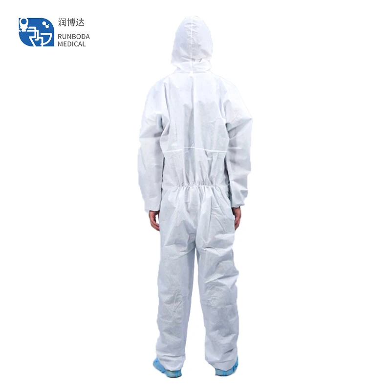 hazmat suits disposable construction coveralls medical pp sms zipper white disposable coverall with hood china trade