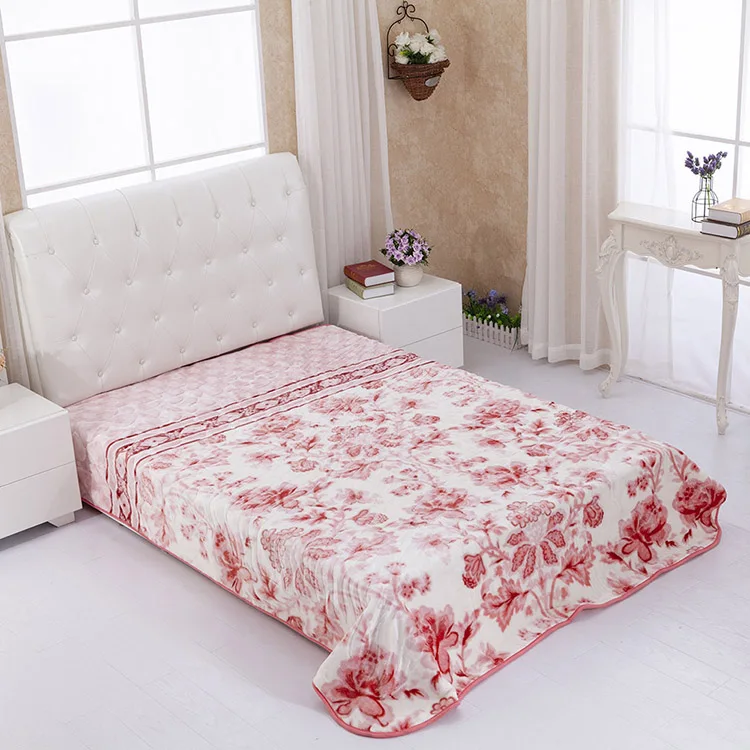 Joyday Little Floral Design Hot Sale Light Wright Single Ply Embossed South Africa Style Raschel Mink Blanket Supplier
