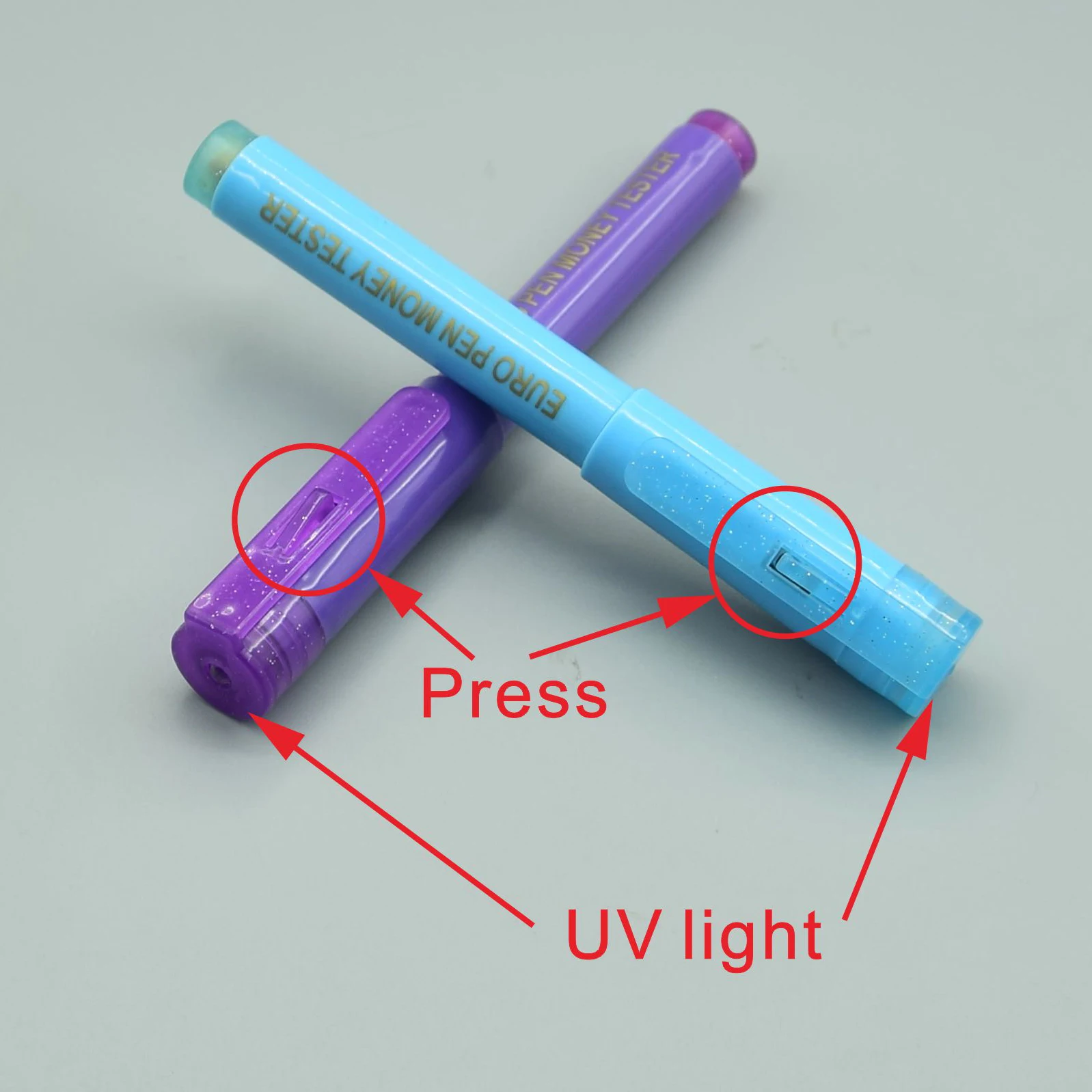 2 in 1 UV Light Euro Dollar Pen Money Tester Money Banknote Detector Pen