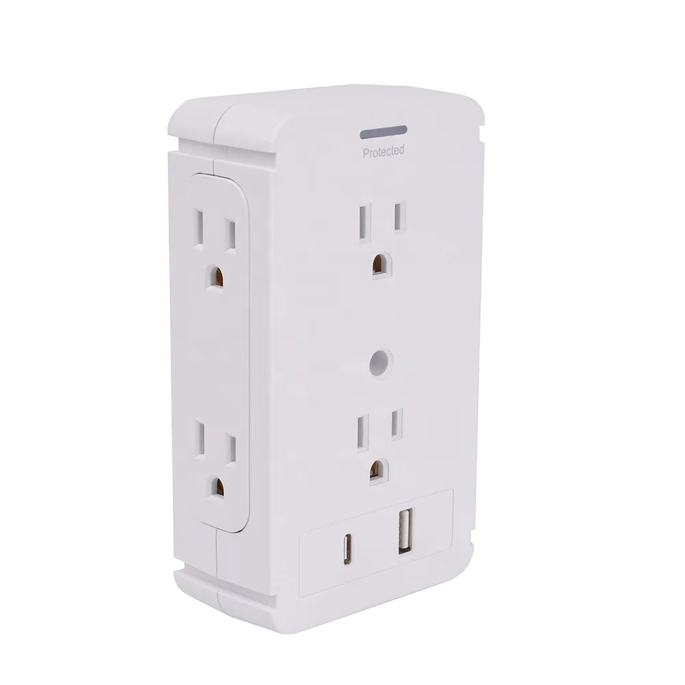  Двойной USB Type C зарядное устройство на 6 розеток полки от перенапряжения переменного тока розетка с
