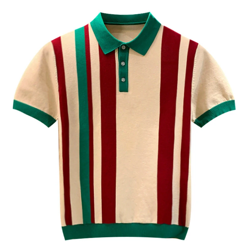 manufacturer provide custom men cotton vertical stripe high quality knit polo shirt