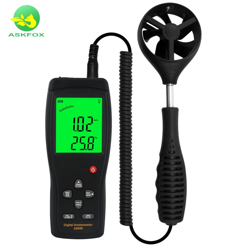 New Anemometer High-precision AS856 Handheld Digital Anemometer Wind Temperature Air Volume Tester