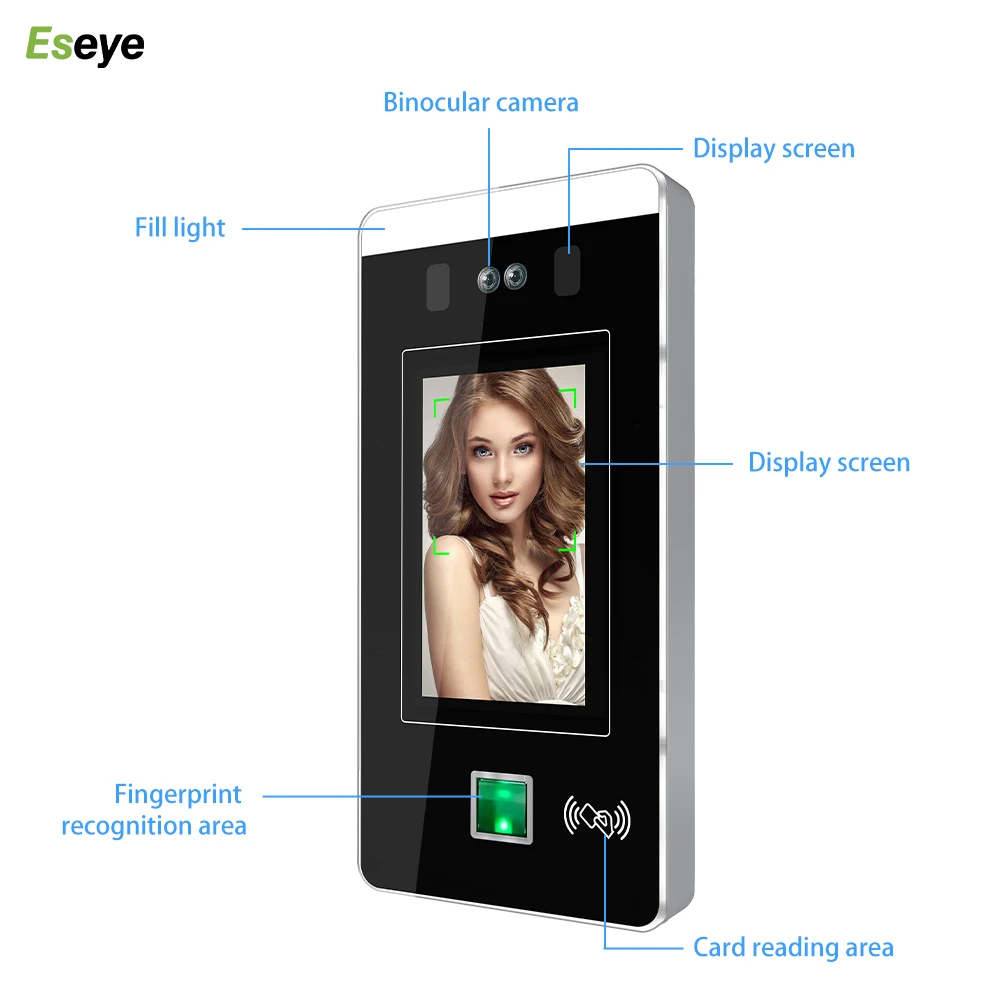 Eseye face recognition access control and human body scanner camera with Time Attendance face recognition Reader System