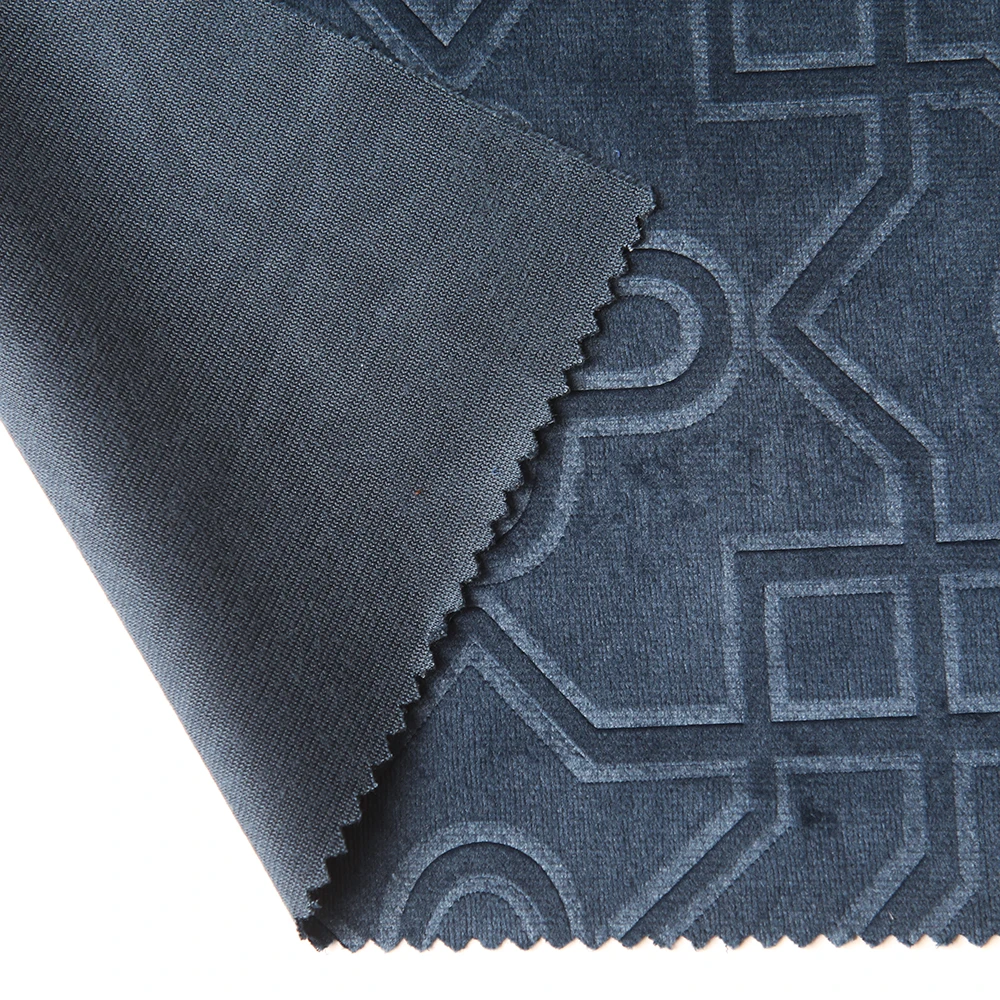 Wholesale 100% polyester upholstery  sofa fabric embossed print super soft velvet fabric for home deco