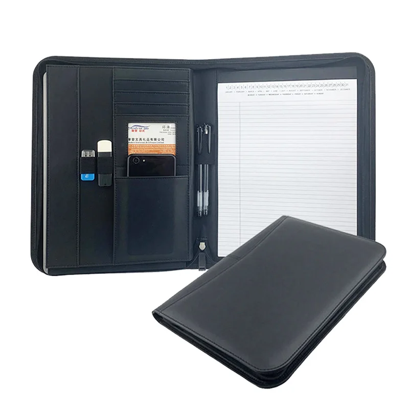 ModernQiu, Высококачественная профессиональная папка и сумка из искусственной кожи размера А4 с застежкой-молнией для документов