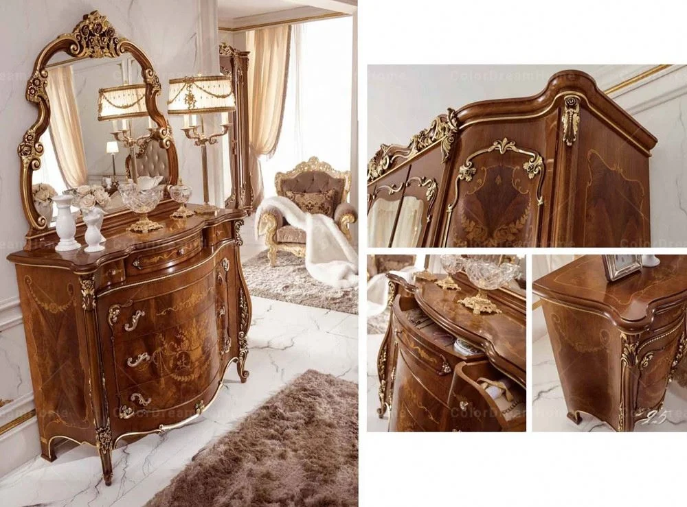 Французская королевская мебель для спальни роскошный античный шкаф с резьбой по дереву и